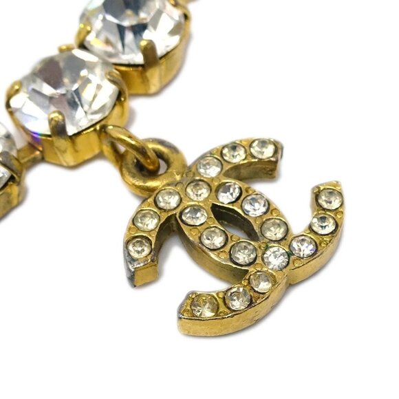 Chanel Rhinestone Chain Bracelet Gold 95P 141327 - Picture 2 of 8